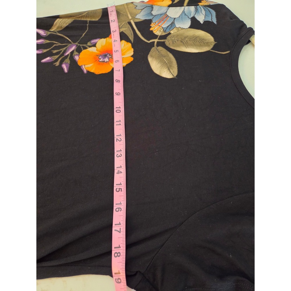 Desigual Floral Shift Dress XL Black Short Sleeve Jersey Boho Artistic Eclectic - Picture 11 of 14